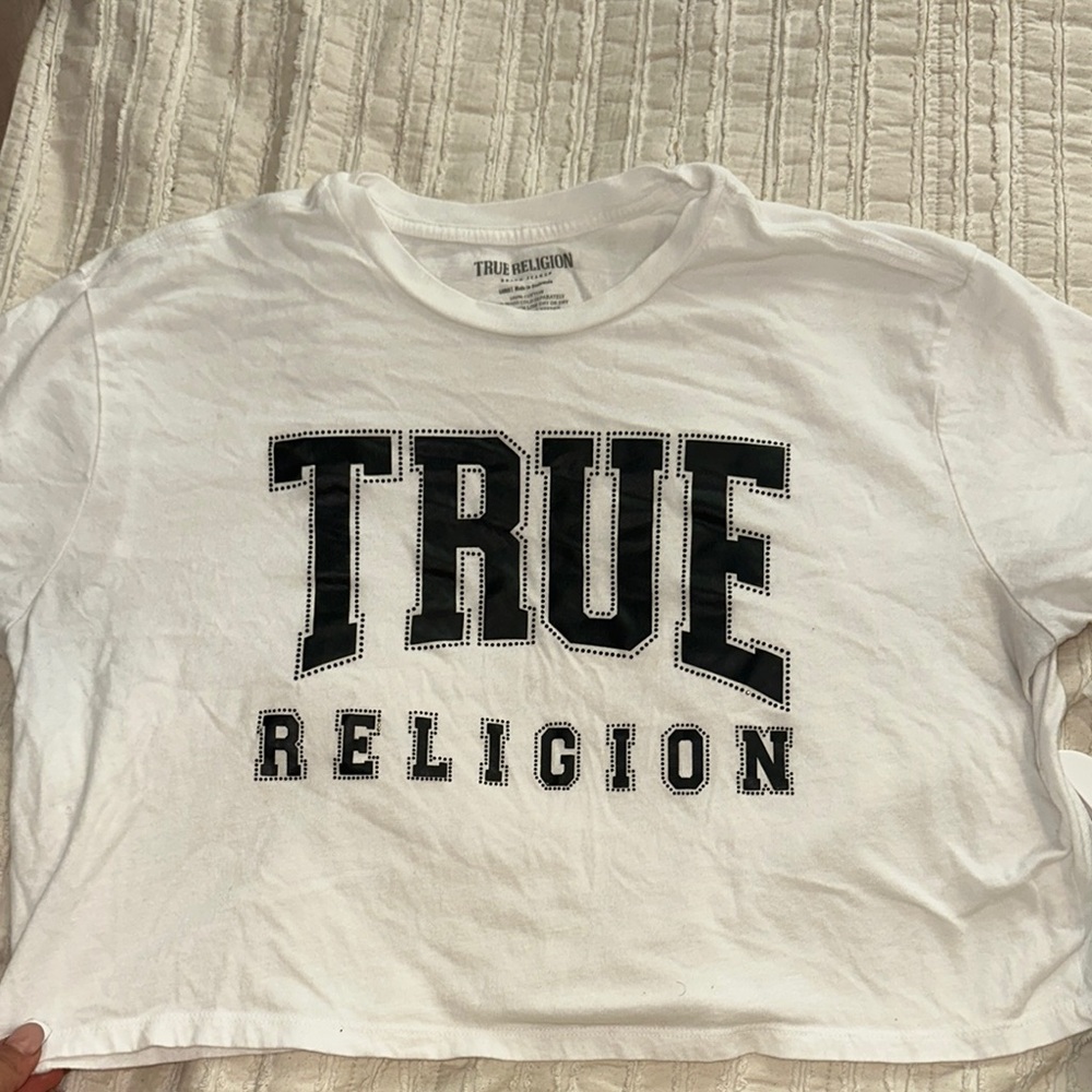 True Religion White Tee with Black Logo